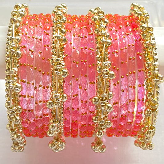 Pink Raindrop Bangles Set
