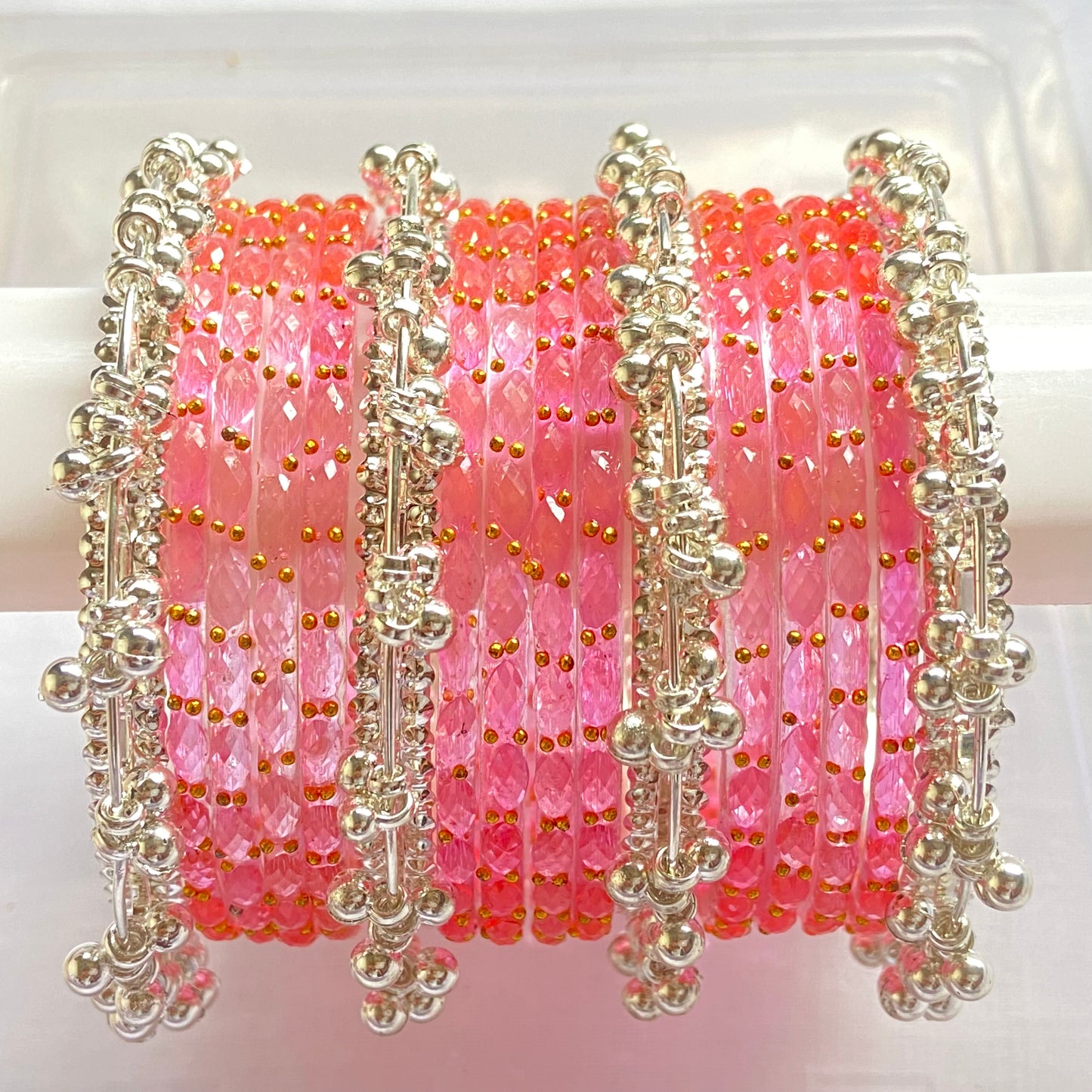 Pink Raindrop Bangles Set