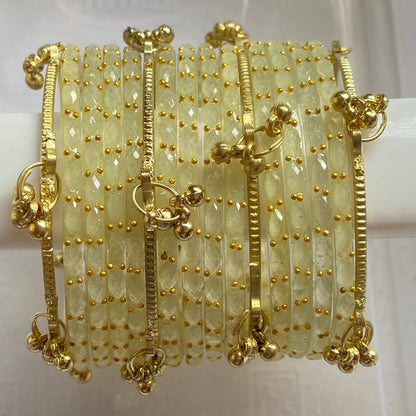 Cream Raindrop Bangles Set