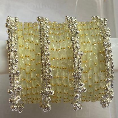 Cream Raindrop Bangles Set