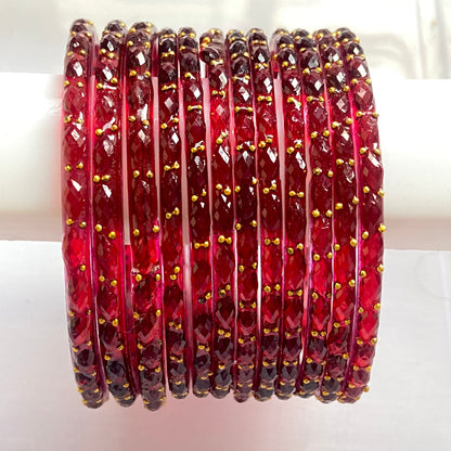 Maroon Raindrop Bangles Set