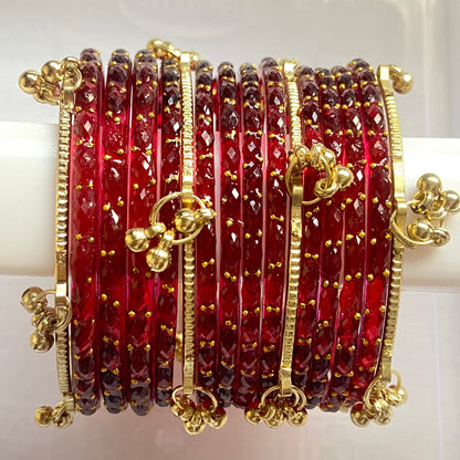 Maroon Raindrop Bangles Set