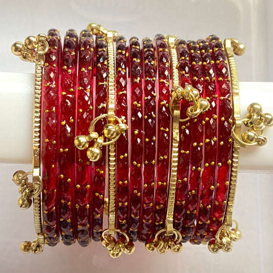 Maroon Raindrop Bangles Set