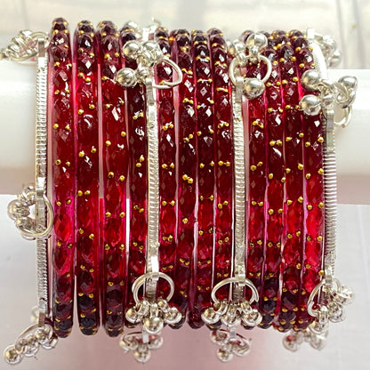 Maroon Raindrop Bangles Set