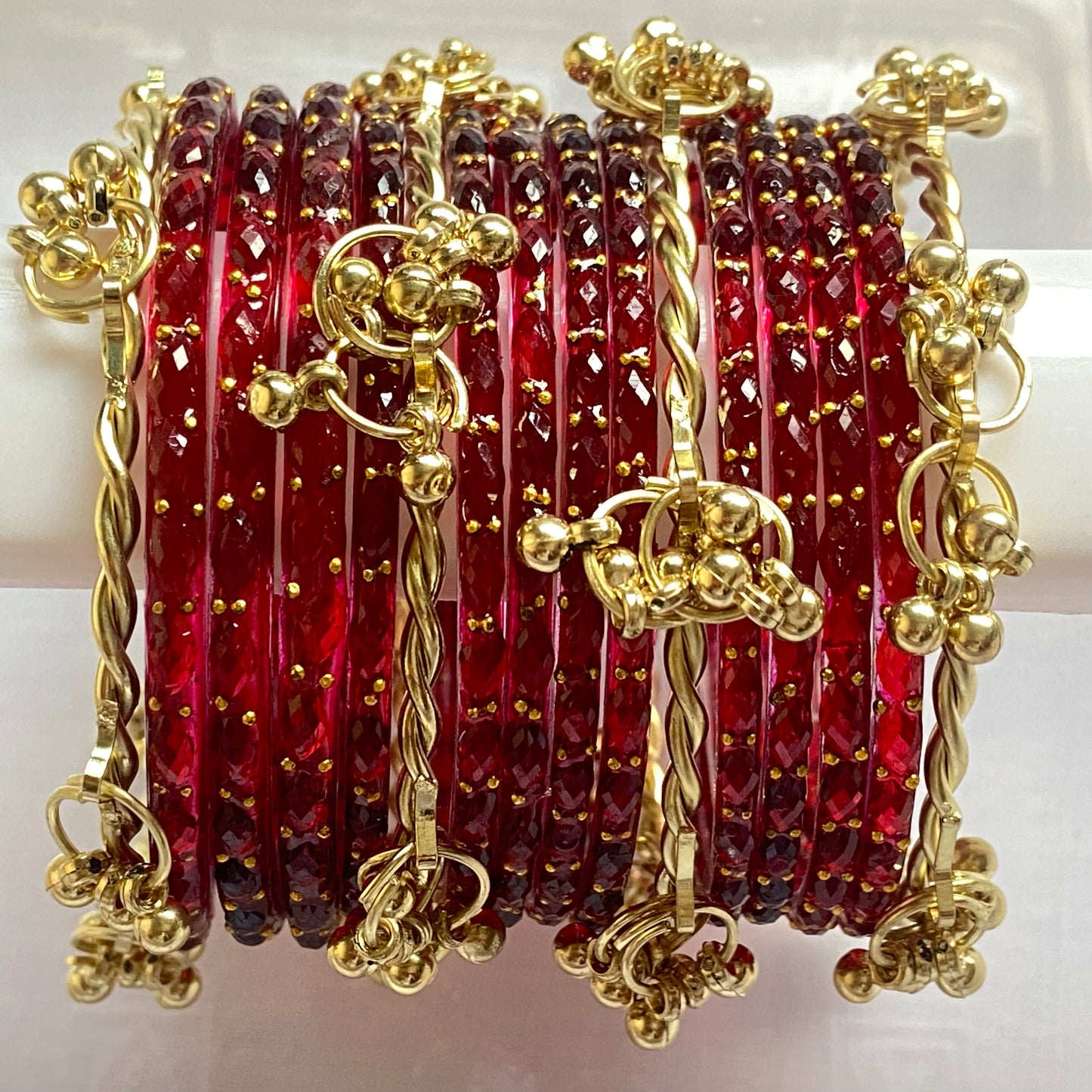 Maroon Raindrop Bangles Set