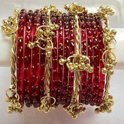 Maroon Raindrop Bangles Set