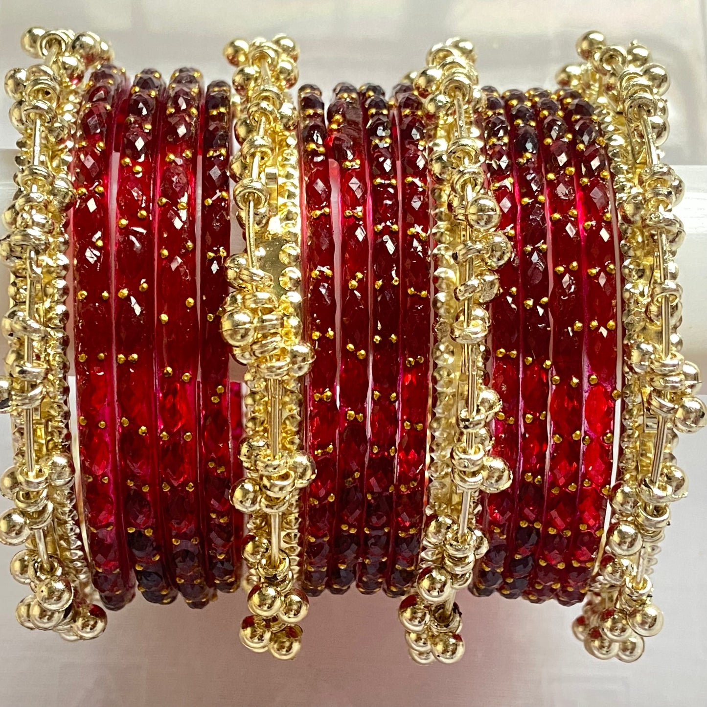Maroon Raindrop Bangles Set