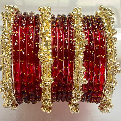 Maroon Raindrop Bangles Set