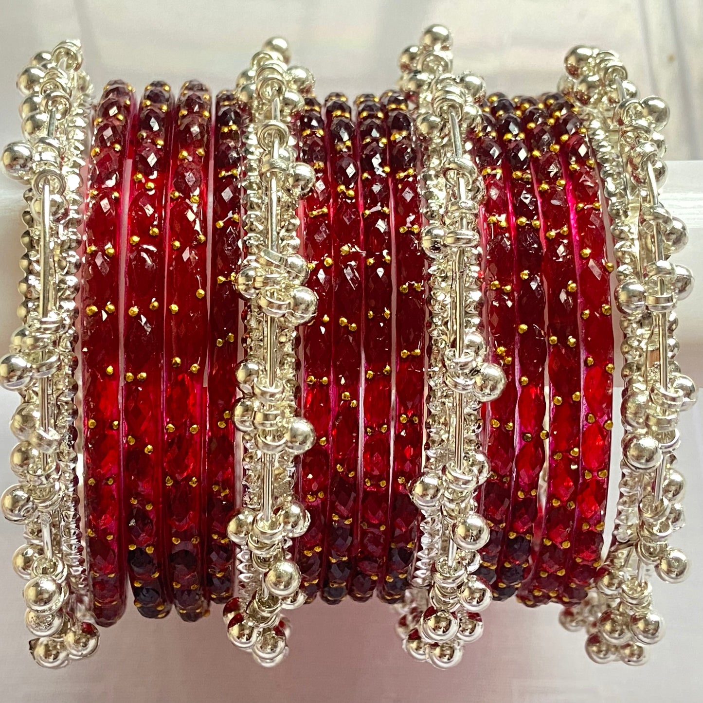 Maroon Raindrop Bangles Set