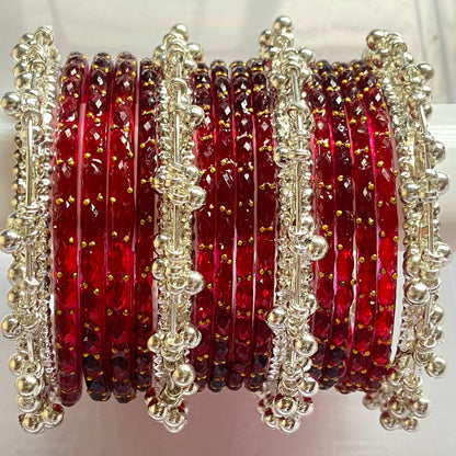 Maroon Raindrop Bangles Set
