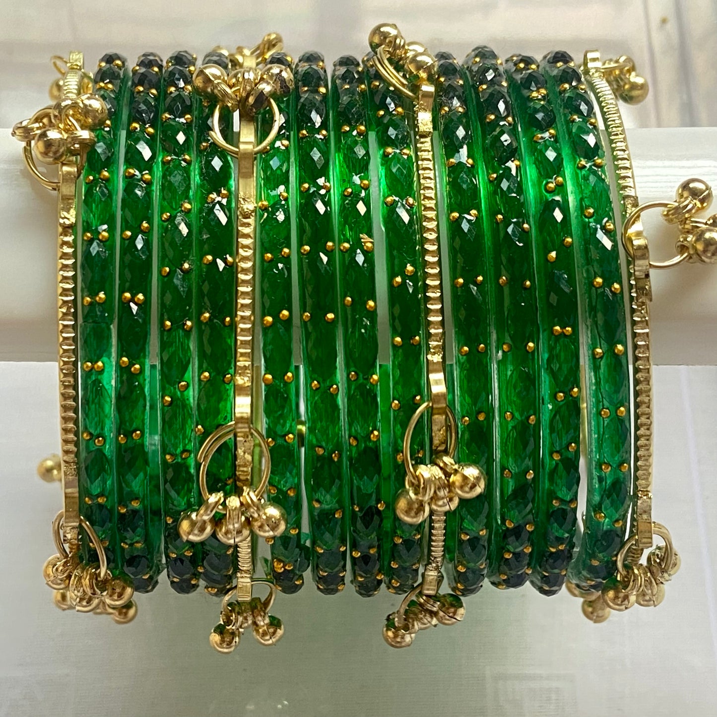 Green Raindrop Bangles Set