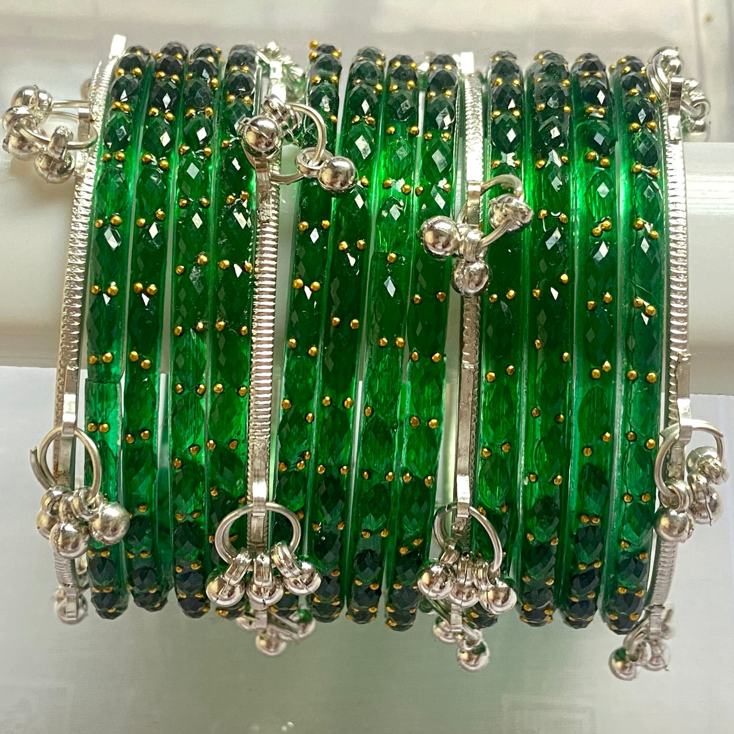 Green Raindrop Bangles Set