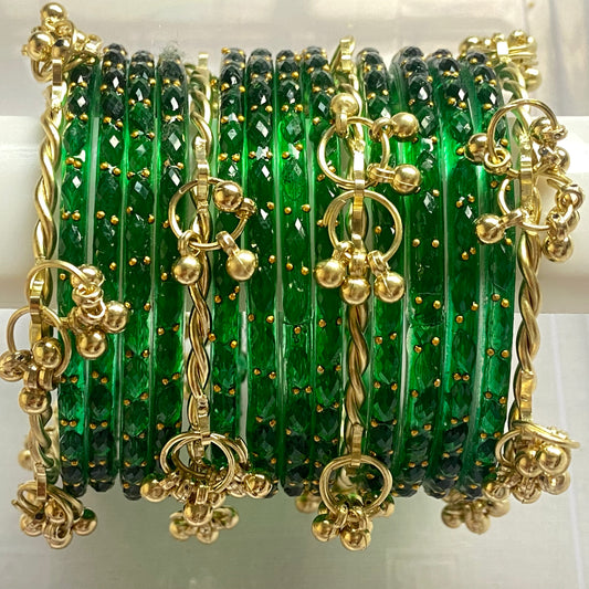 Green Raindrop Bangles Set
