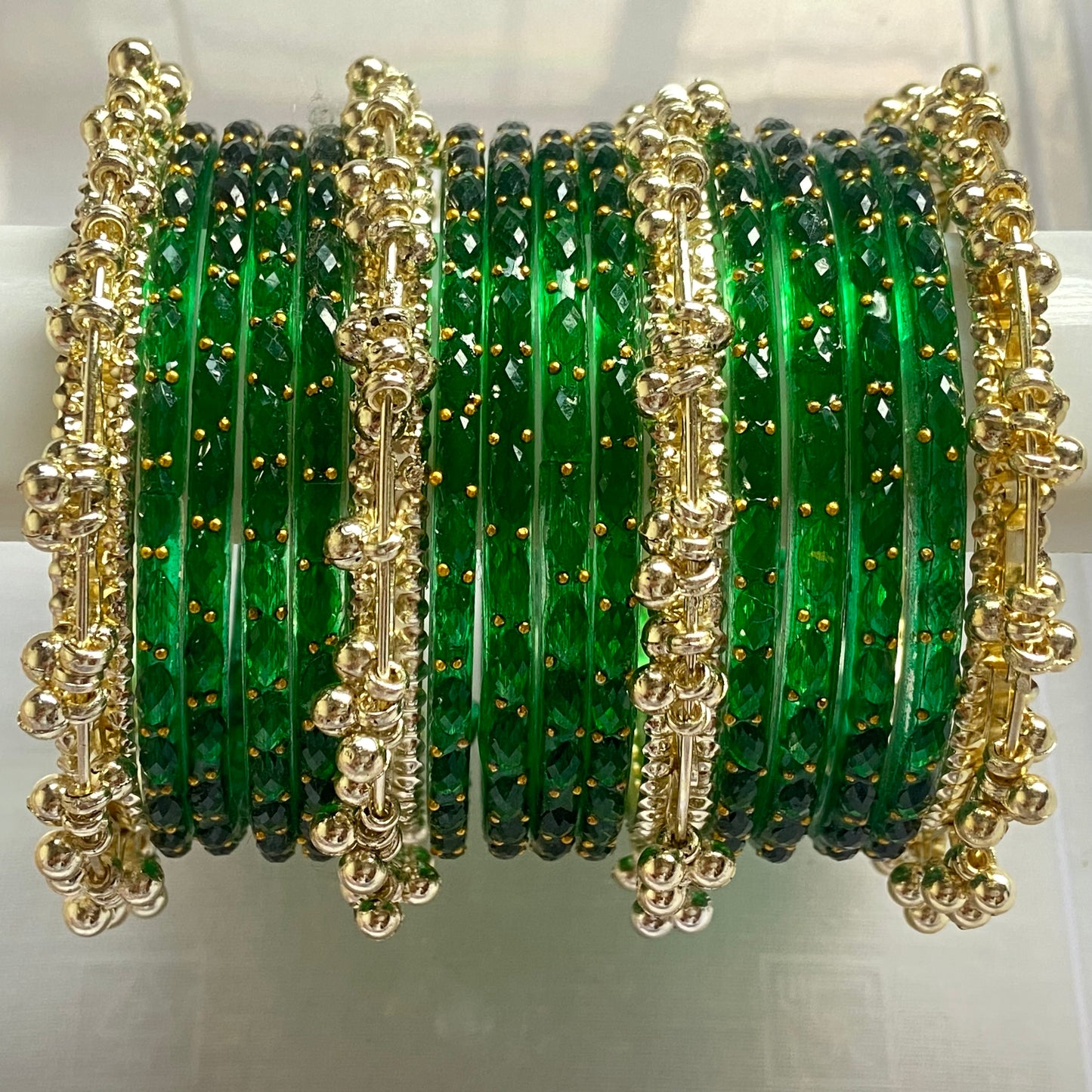 Green Raindrop Bangles Set