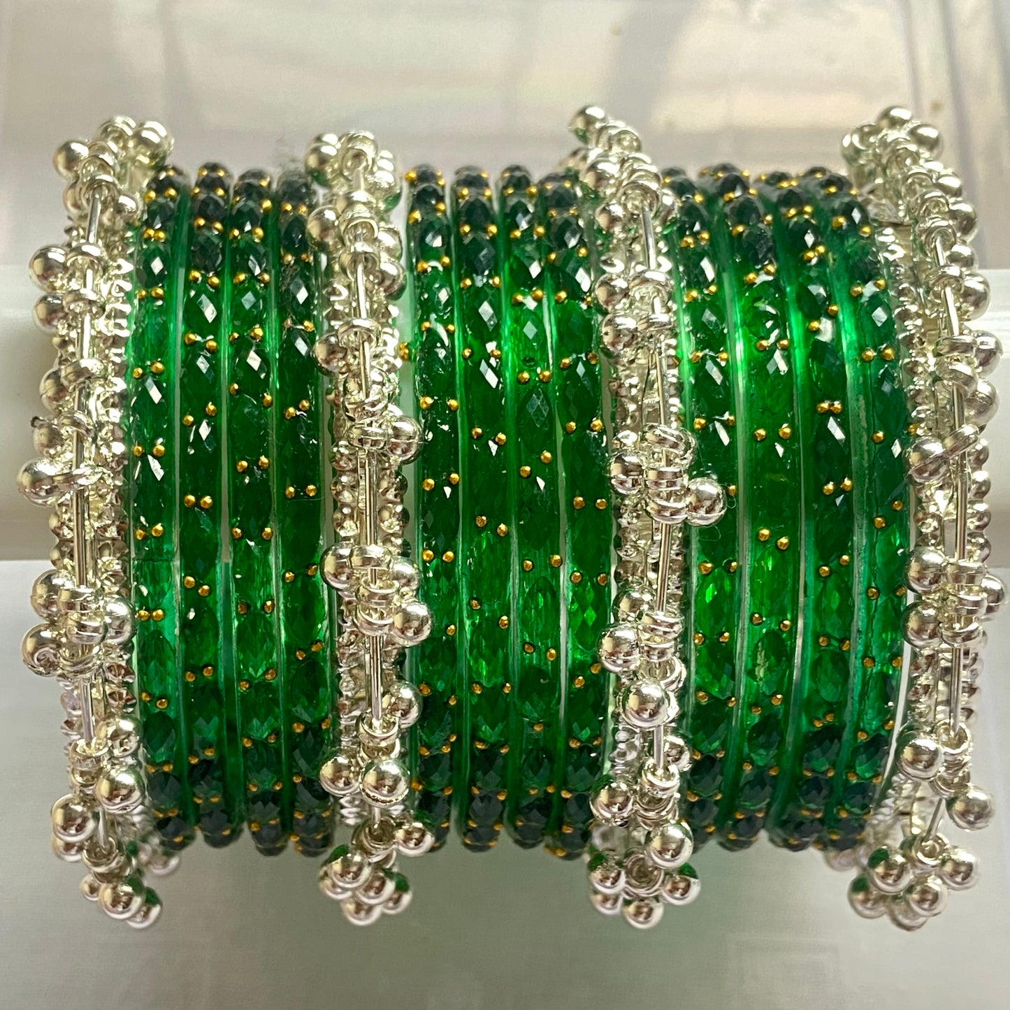 Green Raindrop Bangles Set