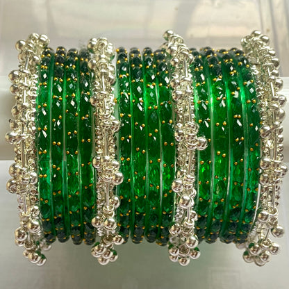 Green Raindrop Bangles Set