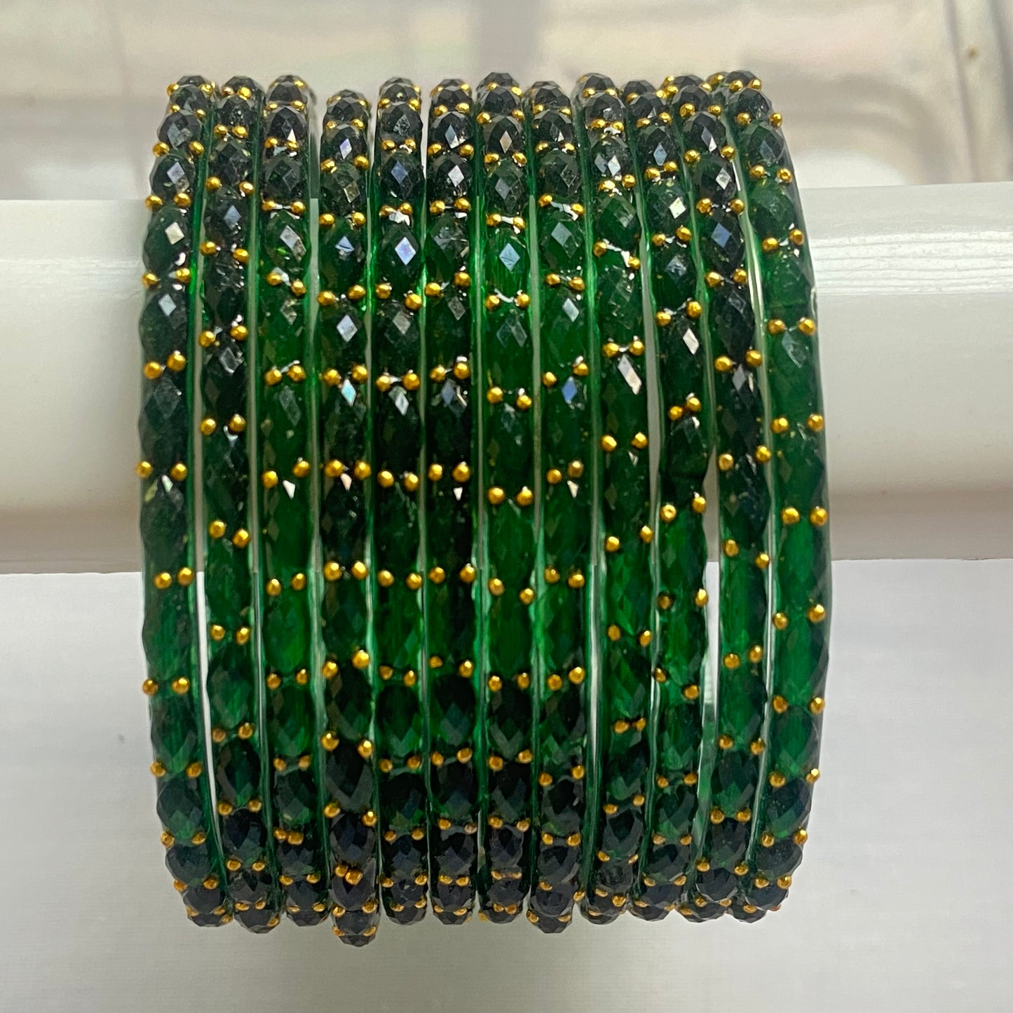 Dark Green Raindrop Bangles Set