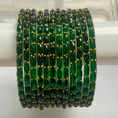 Dark Green Raindrop Bangles Set