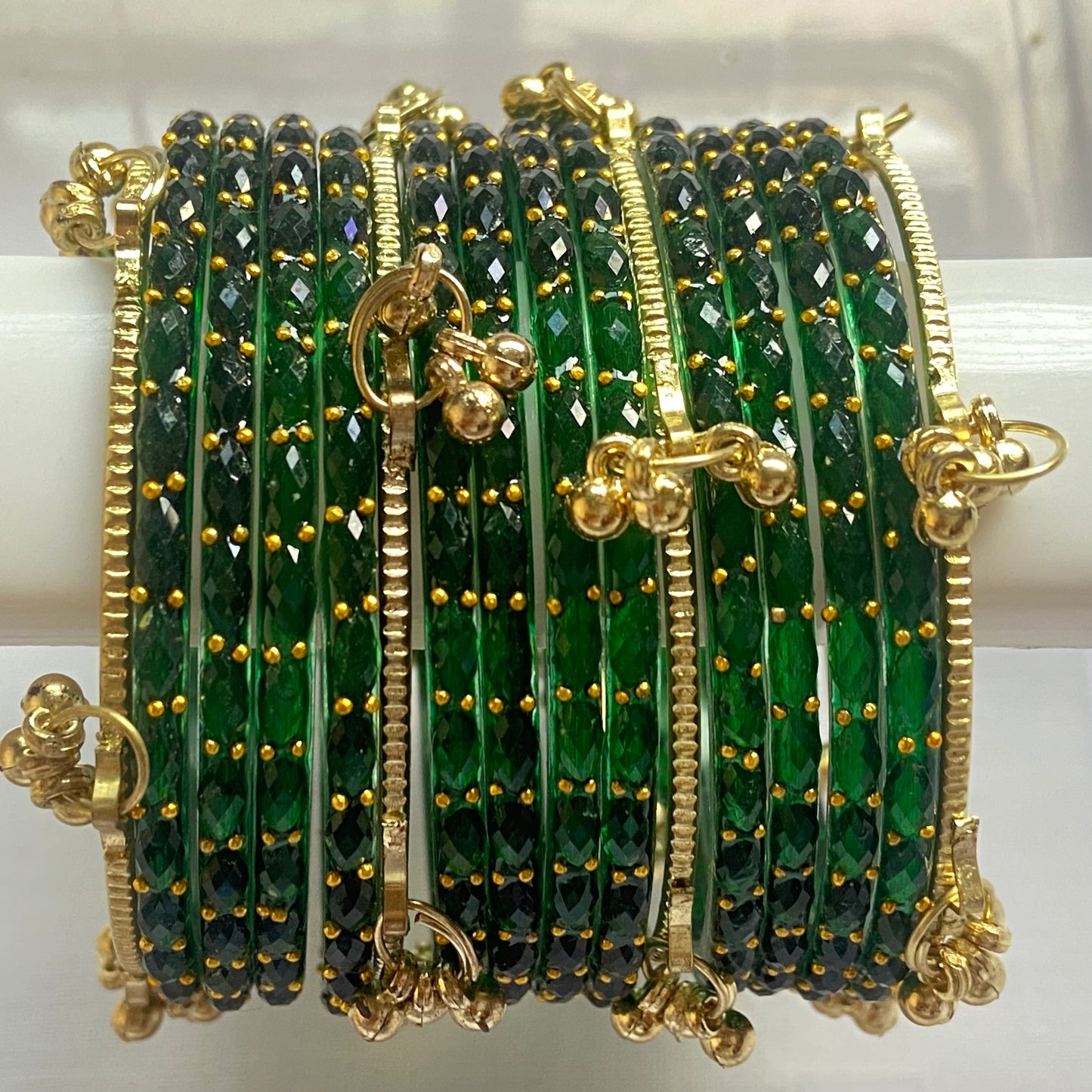 Dark Green Raindrop Bangles Set