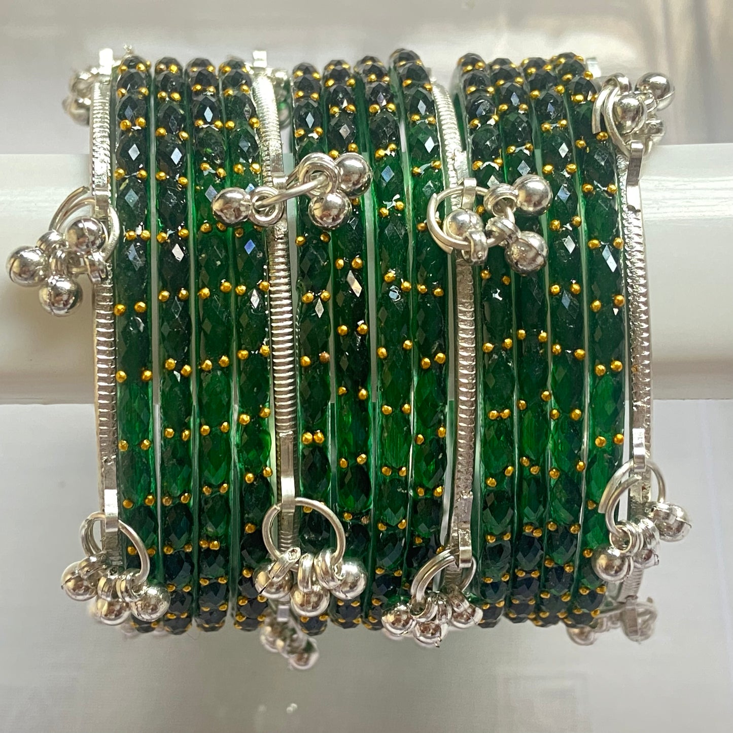 Dark Green Raindrop Bangles Set