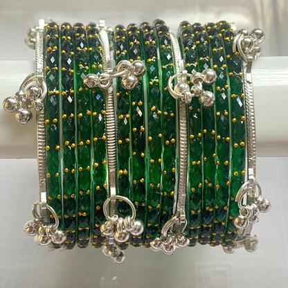 Dark Green Raindrop Bangles Set