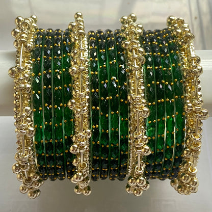 Dark Green Raindrop Bangles Set