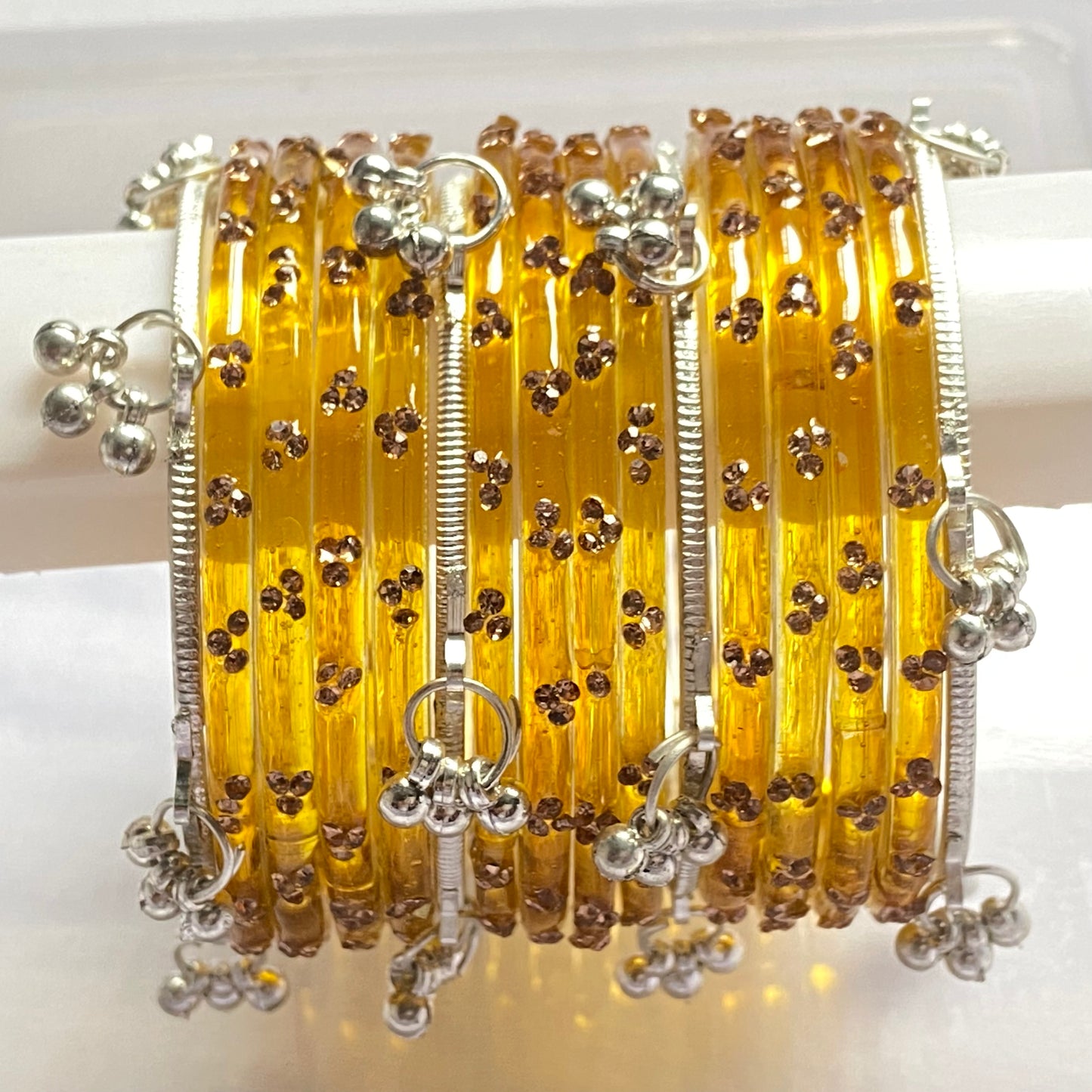 Triple Stone Silver Kashmiri Bangles Set