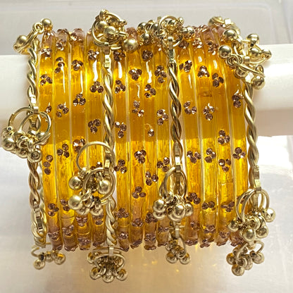 Triple Stone Twisted Kashmiri Bangles Set