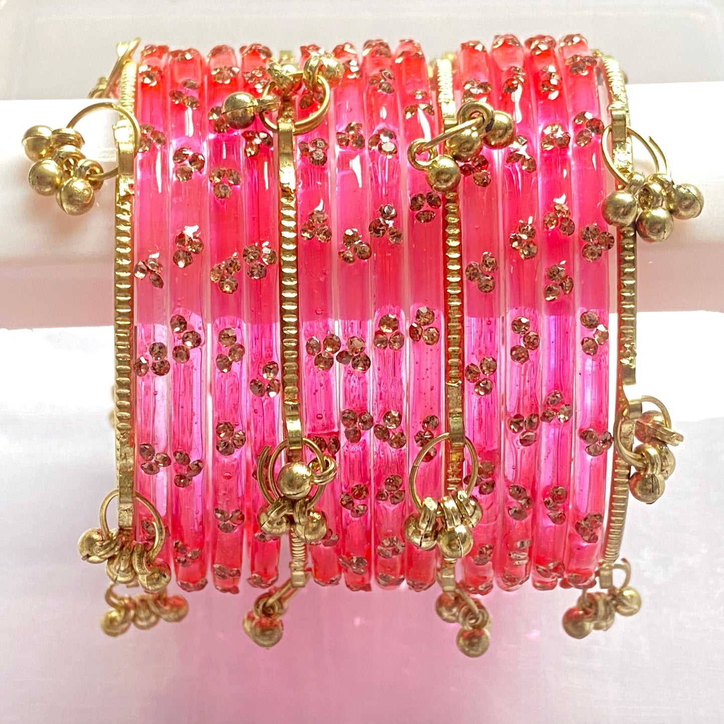 Triple Stone Golden Kashmiri Bangles Set