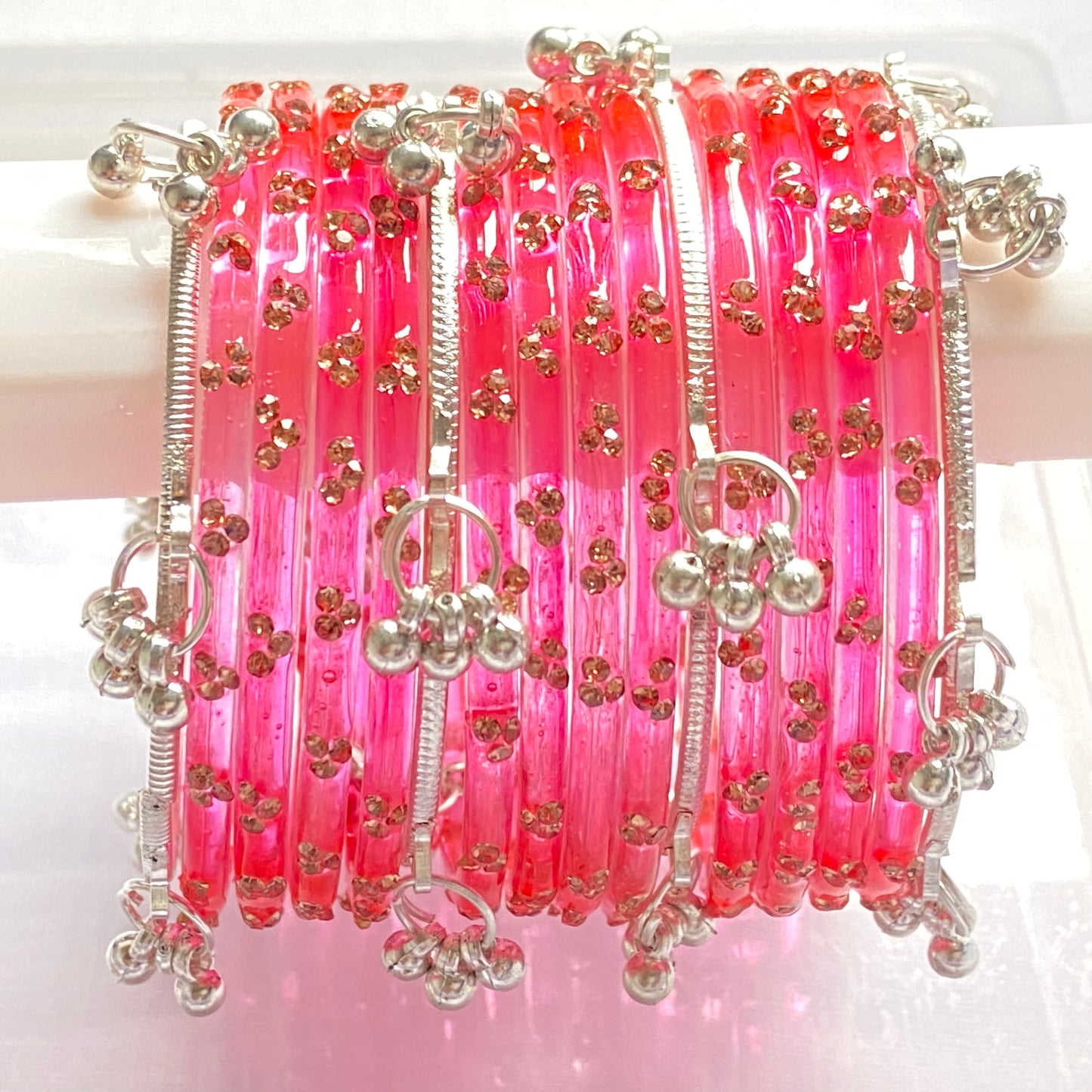 Triple Stone Silver Kashmiri Bangles Set