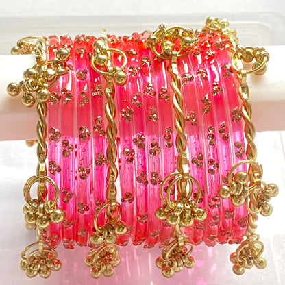 Triple Stone Twisted Kashmiri Bangles Set
