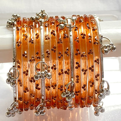 Triple Stone Silver Kashmiri Bangles Set