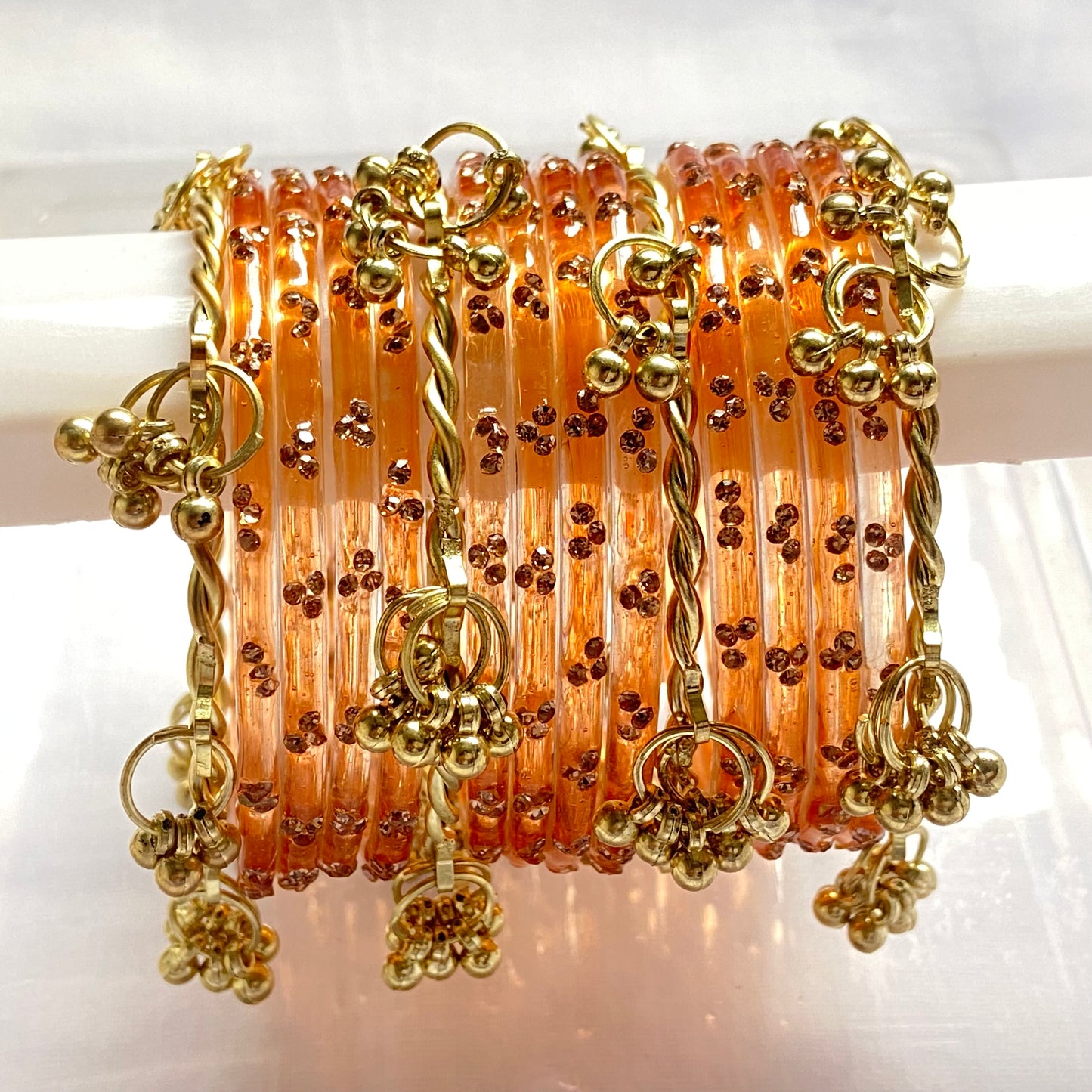 Triple Stone Twisted Kashmiri Bangles Set