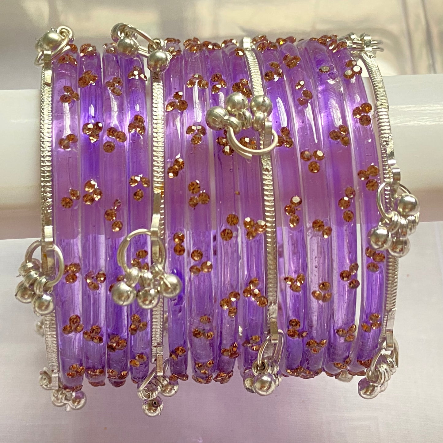 Triple Stone Silver Kashmiri Bangles Set
