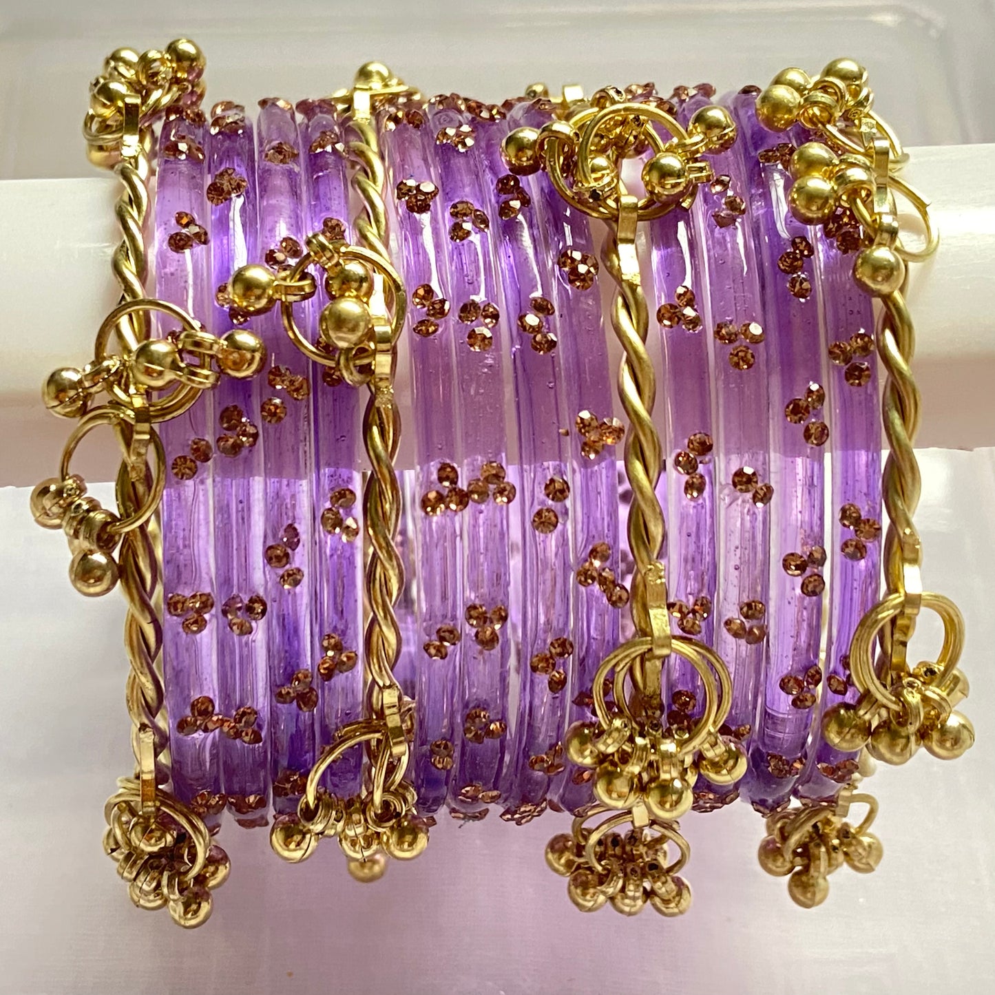 Triple Stone Twisted Kashmiri Bangles Set