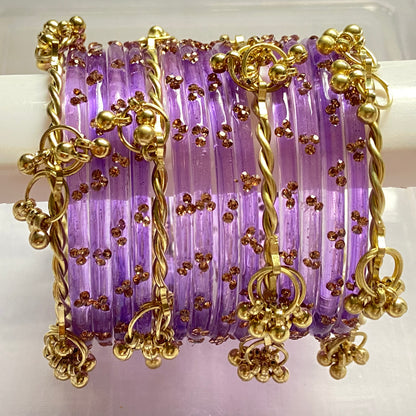 Triple Stone Twisted Kashmiri Bangles Set