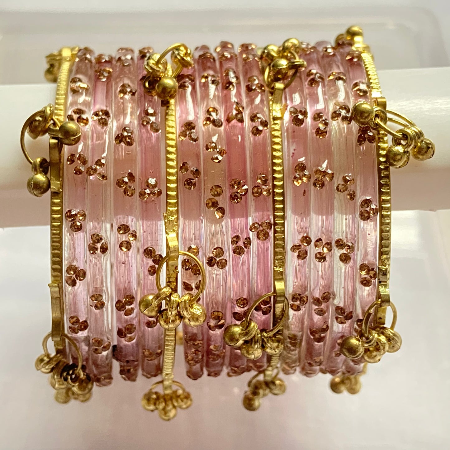 Triple Stone Golden Kashmiri Bangles Set