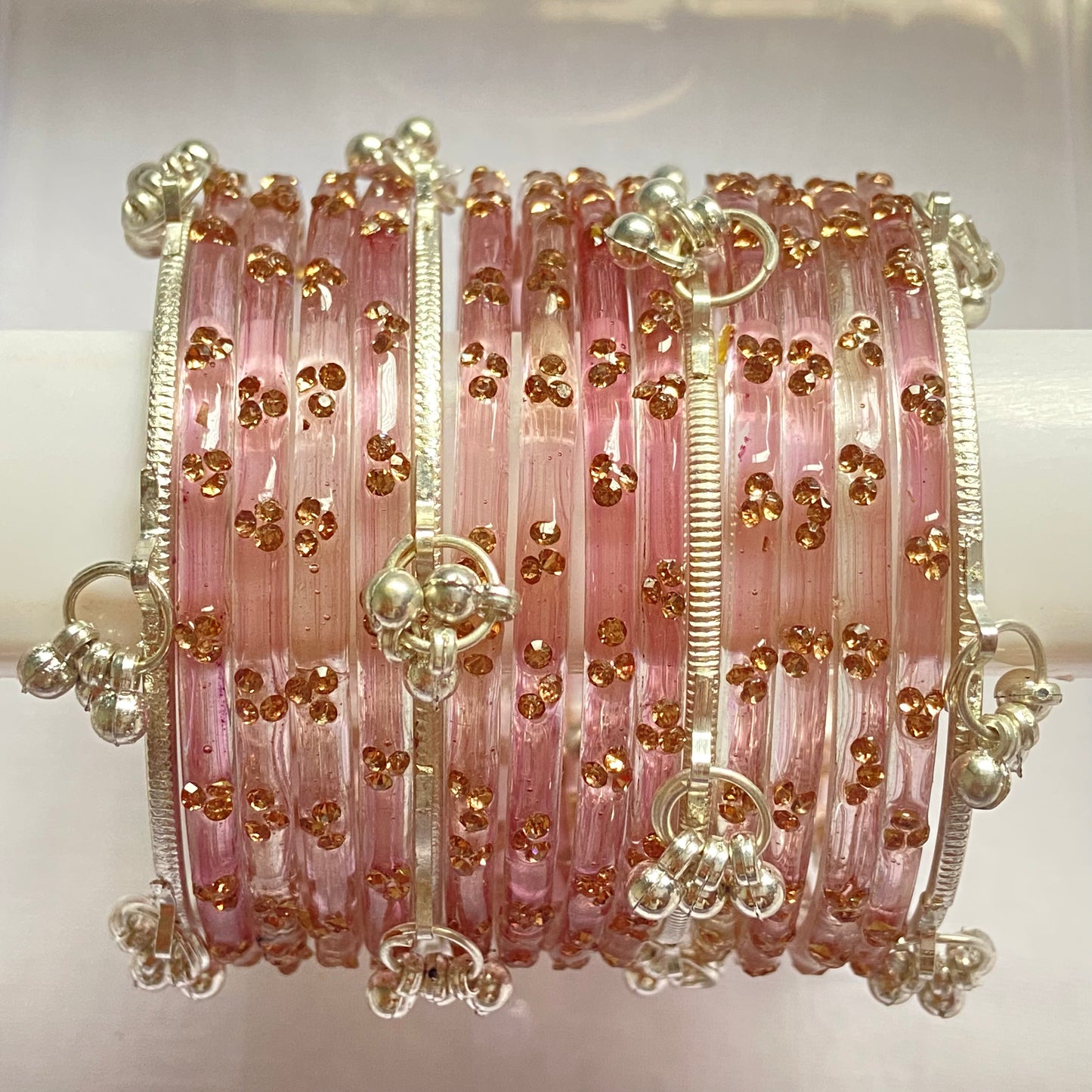 Triple Stone Silver Kashmiri Bangles Set