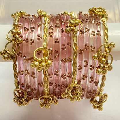 Triple Stone Twisted Kashmiri Bangles Set