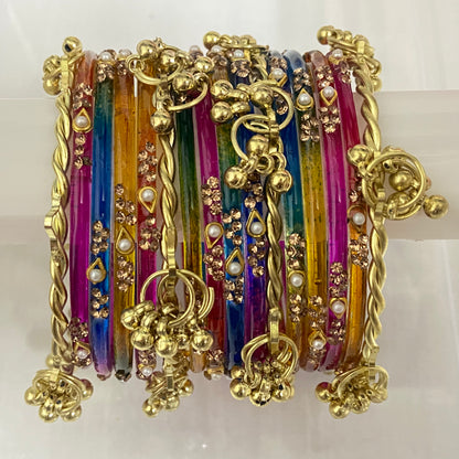 Deep Multicolor Sundari Bangles Set
