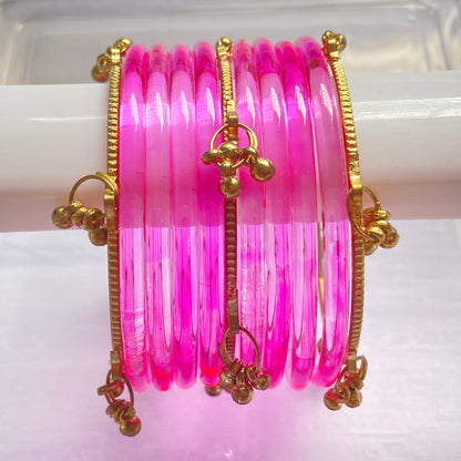 Pink Jelly Bangles Set