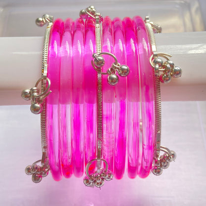 Pink Jelly Bangles Set