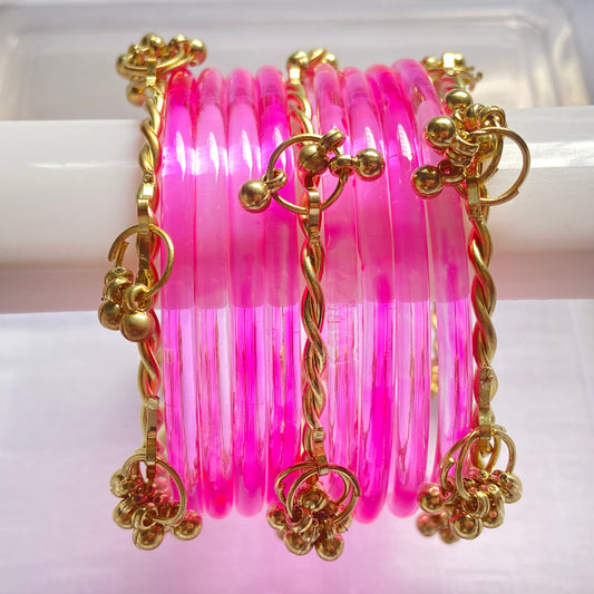 Pink Jelly Bangles Set
