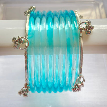 Light Blue Jelly Bangles Set