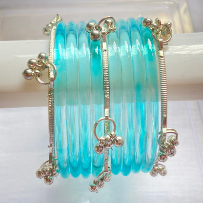 Light Blue Jelly Bangles Set