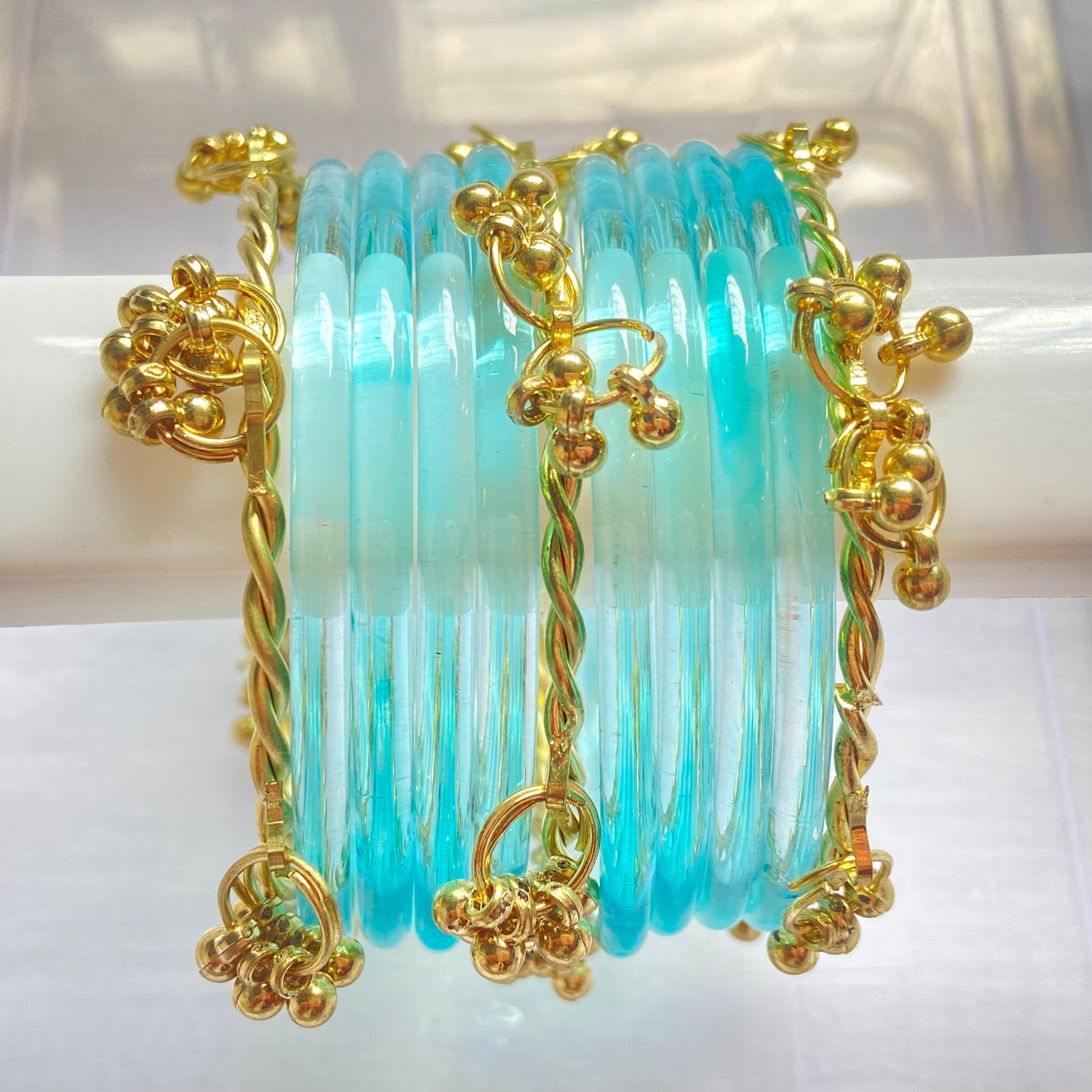 Light Blue Jelly Bangles Set