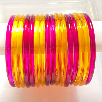 Jelly Bangles Rani Pink & Golden Combo
