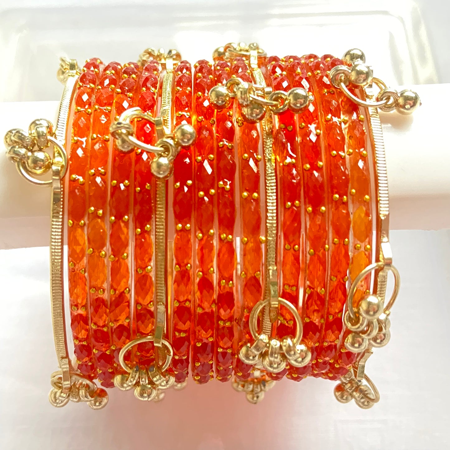 Orange Raindrop Bangles Set