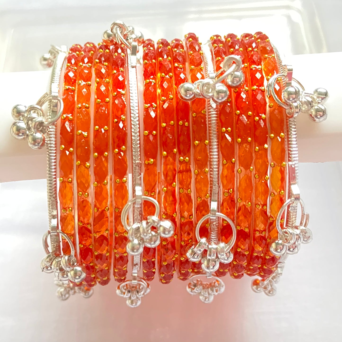 Orange Raindrop Bangles Set