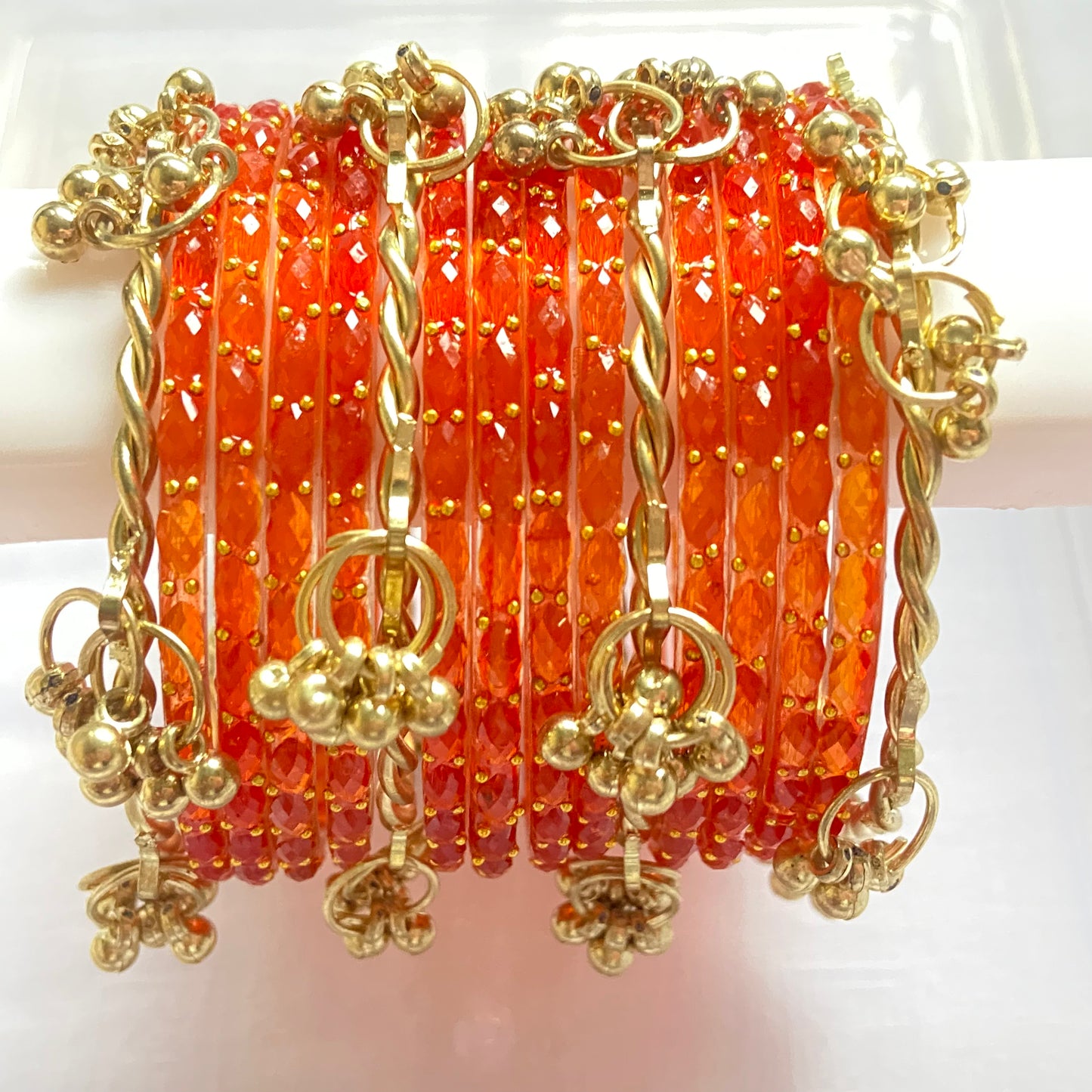 Orange Raindrop Bangles Set